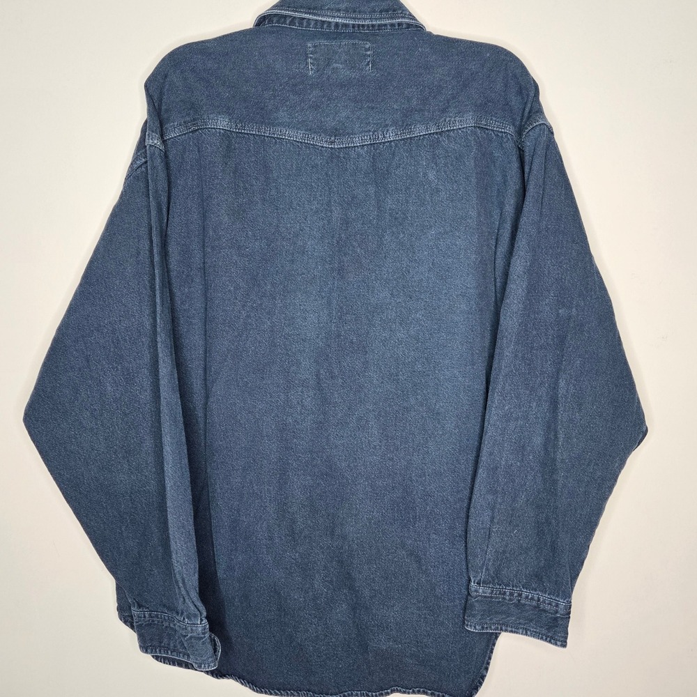 UNIONBAY Mens Denim Button Up Shirt Long Sleeve Blue XL Cotton Workwear Casual - Picture 6 of 6